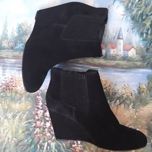 Saks Fifth Avenue Willa Wedge Ankle Boots - Size 9 Black Leather Boots